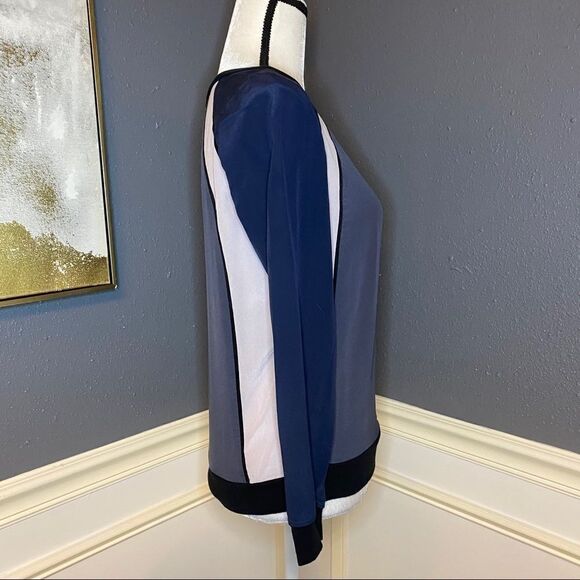 Rebecca Taylor Color block 100% Silk Blouse - Picture 5 of 9